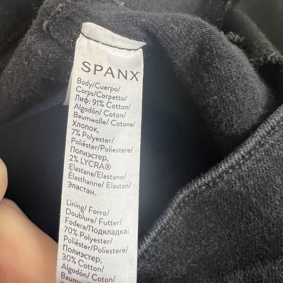 Spanx Jeans Womens Large Black Ankle Skinny Tummy Control Elastic Waist Pull On - Picture 9 of 13